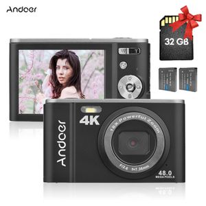 Dijital Kameralar Andoer 48MP 4K Kamera 2.8 inç IPS Ekran 16x Zoom Otomatik Odak noktası kendi kendine zamanlayıcı yüz algılama 2 adet pillerle anti-shaking 221101