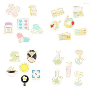 Broschen Kaffee Sonne Dinosaurier Anime Emaille Pins Chemie Apotheker Abzeichen Apotheke Herz Pinsel Kunst Ölgemälde Brosche Schmuck