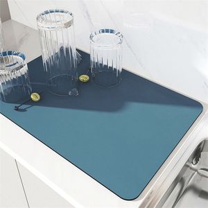 Super Absorbent Dish Drying Mats Drain Pad Rubber Non Slip Drainer Mats Tableware Bottle Kitchen Dinnerware Placemat