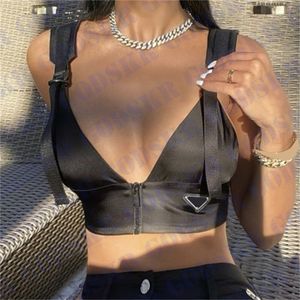 Marka damska bielizna Czarna koszulka Tekstyl Triangle Logo Tubs For Women Sexy Sling Tank Top