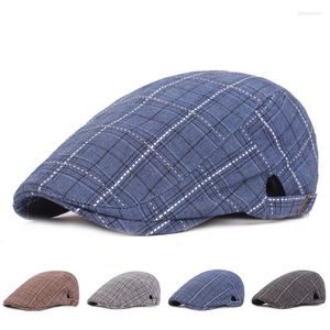 Berretti da uomo Plaid Primavera Autunno Stile britannico Sboy Berretto Cappello Retro Cabbie Cappelli artistici maschili Berretti con visiera per pittore per papà