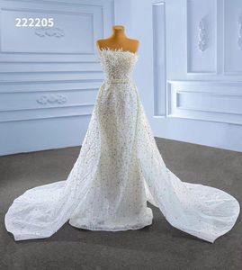 Mermaid Wedding dress Luxury strapless mermaid lace detachable train bride dress SM222205