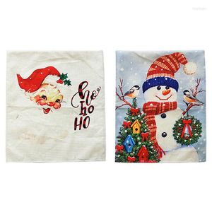 Chair Covers Christmas For Dining Room Snowman Santa Printed Linen Slipcovers