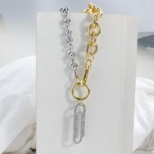 Hänge halsband design strass papper klipp halsband för kvinnor mode säkerhet stift tjocka kedje smycken