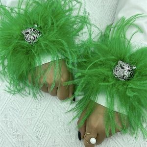Fem fingrar handskar naturlig p￤ls manschetter kvinnor br￶llop fj￤der tillbeh￶r dekorera kvinnor riktiga p￤lsstruts sm￤ll armband ankletter 221031