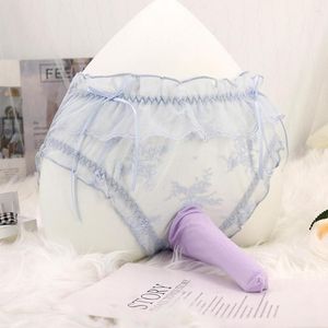 Onderbroek sexy sissy pensi zak slipje zie door mesh ondergoed lul cover briefs ademende pure gay ultradunne lingerie