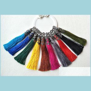 Pendanthalsband 10st/Lot Colorf Silk Tassel Pendant Keychain Charm f￶r DIY -halsband Kvinnans smycken som g￶r PD612 Drop Leverans 2022 DHVWK