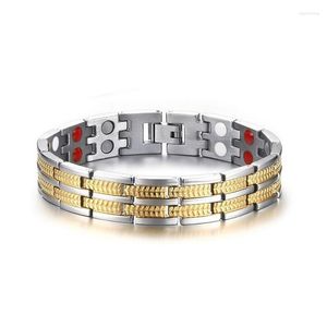 Link Bracelets Fashion Women Men Jewelry 316L Stainless Steel Energy Health Magnetic Bracelet With Germanium Negative Ions Magnet Far