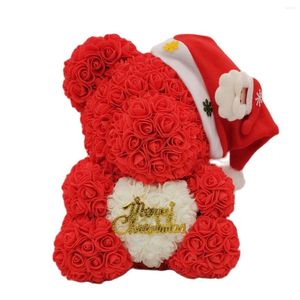 Декоративные цветы 40 см розовой медведь с шляпой Санта