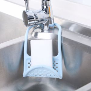 Sink Shelf Soap Sponge Drain Rack Silicone Storage Basket Bag Faucet Holder Adjustable Bathroom Holder Sink Kitchen Accessorie HH533