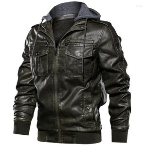 Men's Jackets Jacket Men Casual Outwear Windbreaker Detachable Hooded Leather Mens Autumn Winter Moto PU Faux Coats