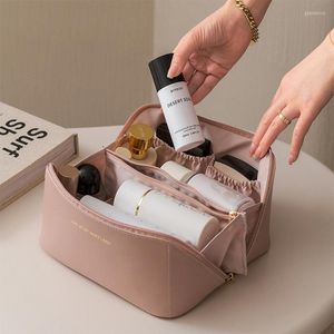 Storage Boxes Large Leather Travel Cosmetic Bag For Women Organizer High-capacity Makeup Pouch Female Box