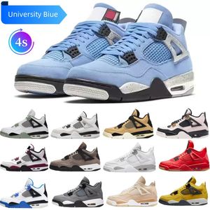 4 개의 남성 High OG 농구화 4S University Blue Silver Royal Toe Black Metallic Gold Unc 특허 어두운 Mochamen Mid Smoke Grey 여성