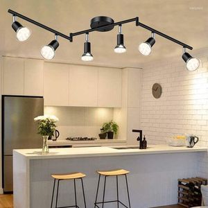 Kronleuchter Morden Dimmbare LED-Kronleuchterbeleuchtung 1-6 Wege 5W 30W GU10 Strahler drehbare Deckenbalkenlampe für Küche Wohnzimmer Schlafzimmer