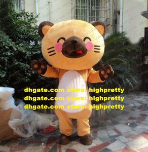 Ardent Oranhe Cat Kitten Bear Mascot Costume Cartoon Character Mascotte Adult White Belly Show Tongue Short Legs No.9628