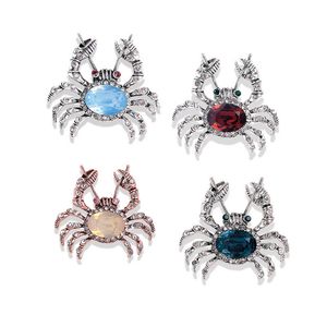 Cute Crystal Crab Brooch Women Crab Brooches Suit Lapel Pin for Gift Party Fashion Jewelry