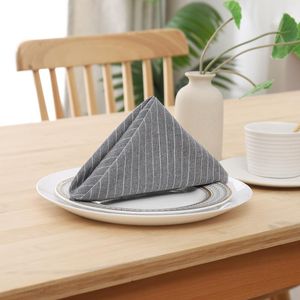 Table Napkin Restaurant Napkins With Border Cotton Fabric Handmade Washable Dining Cloth Stripe Pattern El Wedding Party 6PCS