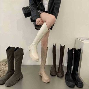 Stiefel Kleid Schuhe Mode Frauen Winter Leder Lange Komfort Reißverschluss Kniehohe Ytmtloy Chelsea Platz Ferse Botines De Mujer Gummi