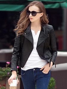 Women's Leather Jaket Kulit PU Punk Wanita Musim Semi Gugur Baru Imitasi Lembut Streetwear Mantel Bomber Dasar