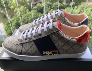 Luxurybrand män kvinnor ko läder skateboard sko mode sneakers sporttränare broderade platt vita gata sko