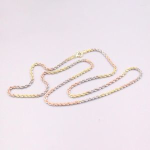 Łańcuchy Pure 18-karatowe złotą łańcuch Lucky 2mm Pusty Hollow Twisted Rope Naszyjnik 17,7 cala / 2,7 g Stampted AU750 For Woman Gift