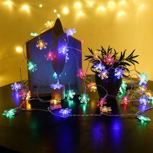 Strings Snowflake LED String Lights Fairy USB/Battery Operated Street Garland Lamp Year Christmas Tree Party 2023 Dekorationer