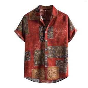 Camisas casuais masculinas comprimento de túnica de túnica camiseta de moda de moda de lapela de lapela de blusa impressa masculina vestido de camisa grande T alto T