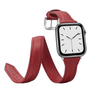 Double Tour Band Straps for Apple Watch Ultra 49mm 41mm 45mm 40mm 44mm 38mm 42mm Extra Long Cowhide Leather Strap Bracelet Watchband iWatch 8 7 6 SE 5 4 3