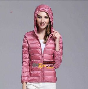 Luxurywinter Women 90% White Duck Down Jacka Woman Hooded Ultra Light Down Jackets Warm Outdoor Portable Coat Parkas Outwear Kvinna