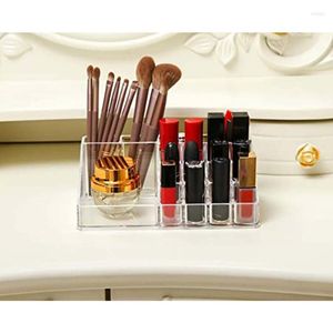 Lagringslådor HX5B Vanity Clear Make Up Organizer Plast Makeup Display Holder For Lipsticks Brushes Smyckekosmetikfall