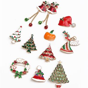 Designer de jóias de Natal broche vermelho árvore neveflake elk bell boneco de neve pino broches