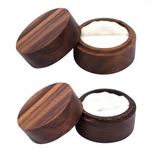 Jewelry Pouches Wood Wedding Ring Bearer Box Keepsake Round Personalized Multiuse Holder For Engagement Birthday Decor Commitment