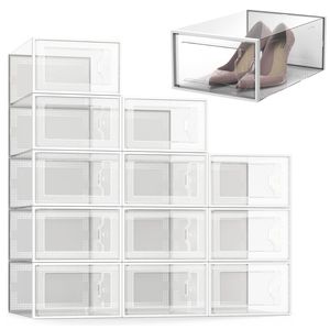 Plastic Sneaker Stackable Storage Transparent Boxes Drop Front Acrylic Drawer Type Clear Shoes Box