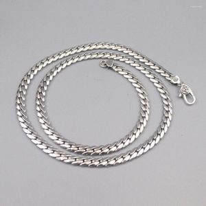 Chains Pure 925 Sterling Silver Necklace Width 5mm Flat Curb Link Chain 50cm / 33-34g For Man Gift