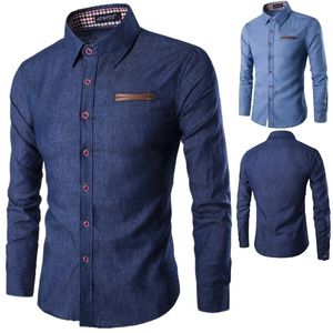 mäns casual läder långärmad skjorta koreansk version denim skjorta explosion herr klänning franska manschett män designer skjortor t190828