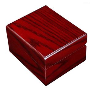 Watch Boxes Case Wristwatch Wood Storage Organizer Small Portable Size Wine Red With Removable Pillow