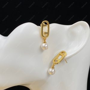 Vrouwenontwerper Diamond Stud oorbellen Gold Earring Luxe Pearl Hoop Earring F voor herenontwerpers Joodlry Dange Letters Studs Wedding Box