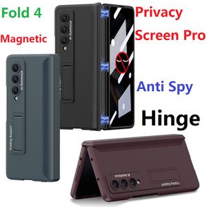 Magnetiska g￥ngj￤rnsfodral f￶r Samsung Galaxy Fold 4 Case Glass Privacy Screen Protector Anti Spy Stand Hard Cover