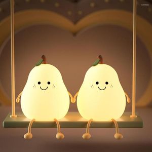 Night Lights RGB Light Pear Shape USB Rechargeable Dimmable Bedroom Bedside Decoration Silicone Lamp Children Gifts Direct Sale