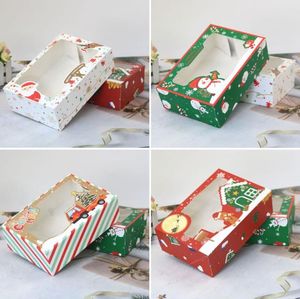Confezione regalo natalizia Santa Papercard Kraft Present Favore di festa Scatola per dolci da forno Imballaggio di carta per muffin RRA462