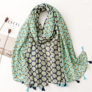 Halsdukar unikt mönster grön skyddad halsduk kvinnor mjuk stor sjal stal vinter varm dekorerad halskläder kvinnlig hijab