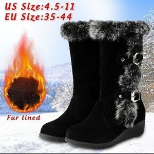 Gai botas de inverno sapatos femininos senhoras meados de bezerro tubo alto clássico grosso lã modelos neve muje plus size 35-42 221102 gai