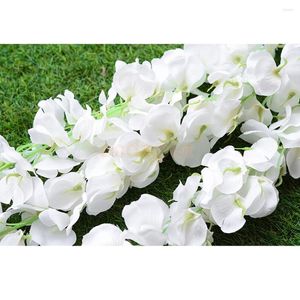 Decorative Flowers 140cm Artificial Wall Hanging Vine Simulation Wisteria Flower Decor White