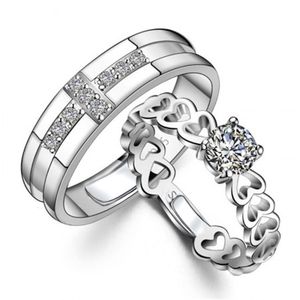 Miedziane platyna platynowe krzyżowe w kształcie serca Regulowane pary Pierścienie miłośnik mężczyzn mężczyźni kobiety zaręczynowe palec ślubny biżuteria walentynki