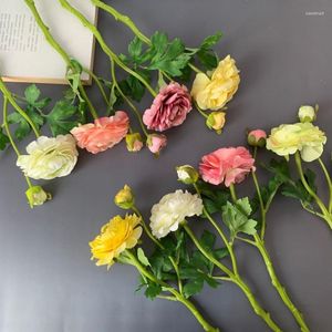 Decorative Flowers 6 Pcs Short Branch 2 Heads Tea Roses Artificial For Home Decoration Fake Lotus Wedding Bouquets