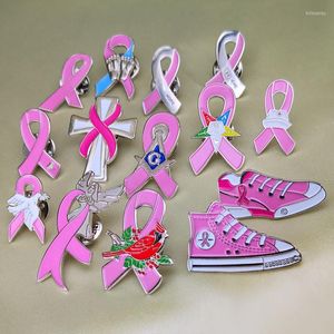 Broszki świadomość raka piersi Sneaker anioł Peace Eastern Star Heart Cross Uwierz w masońskie i kompas Pink Ribbon Pins