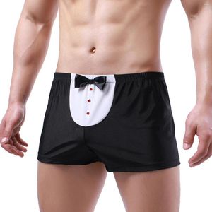Underpants CLEVER-MENMODE Sexy Male Erotic Lingerie Bow Tie Penis Pouch Underwear Tuxedo Men Boxers Long Leg Waiter Boxershorts