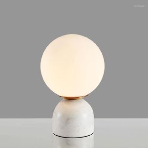 Table Lamps Nordic Creative Marble Desk Lamp Living Room Lightings For Bedroom Bedside Glass Ball Deco Vintage G9 Light Bulb