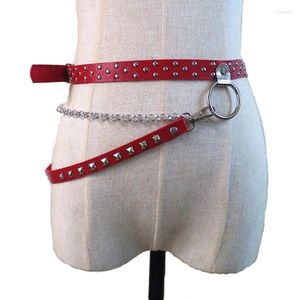 Belts Trendy Fashion Punk Hip-hop Leather Waist Chain Pants Belt Men Women Jeans Silver Metal Clothing Accessories