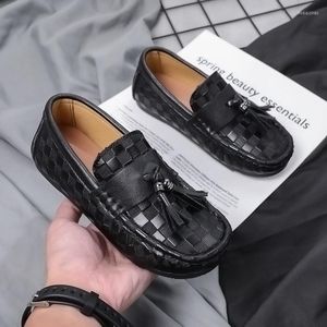 Flache Schuhe Leder Loafer Kinder Jungen Mädchen Designer Schule Mokassins Weiche Flats Kawaii Kleinkind Kinder